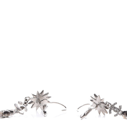 Chanel Crystal Bead CC Star Dangle Earrings Grey 3 of 4