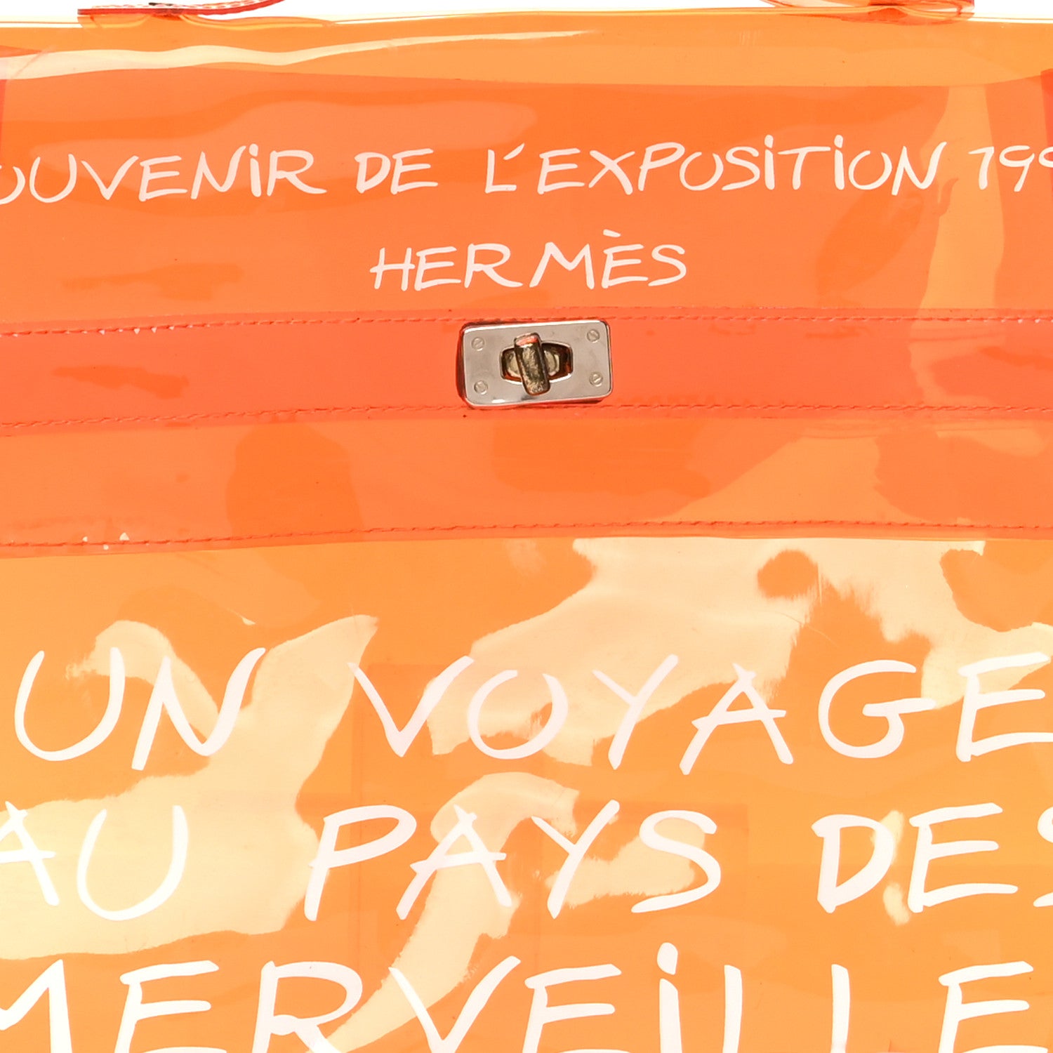 Hermes Vinyl Souvenir De L'Exposition Kelly Orange 1789076