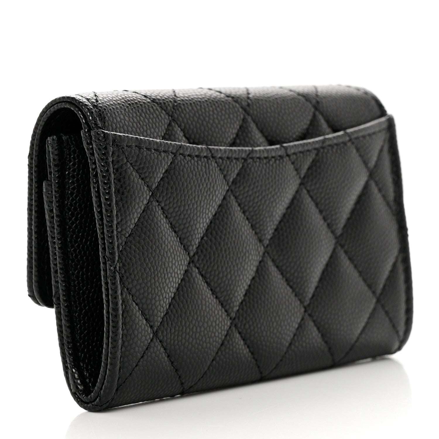 Chanel Caviar Quilted Enamel Coco Casino Flap Card Holder Wallet Black 3 of 9