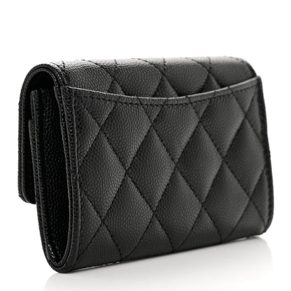 Chanel Caviar Quilted Enamel Coco Casino Flap Card Holder Wallet Black 3 of 9