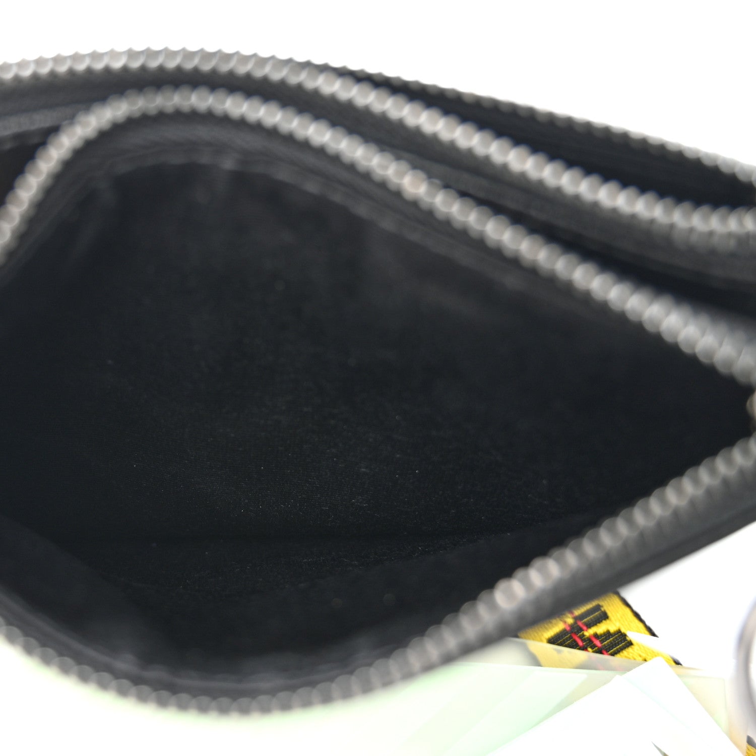 Off-White Saffiano Striped Diag Flat Pouch Black White 6 of 7