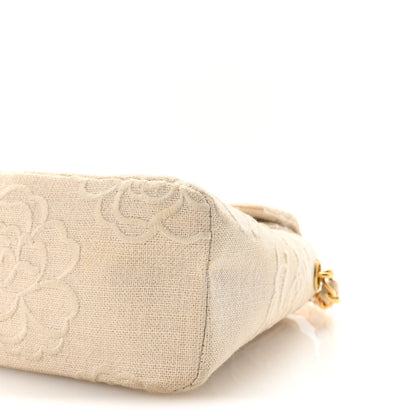 Chanel Canvas Camellia Embroidered Mini Square Flap  Ivory 10 of 10