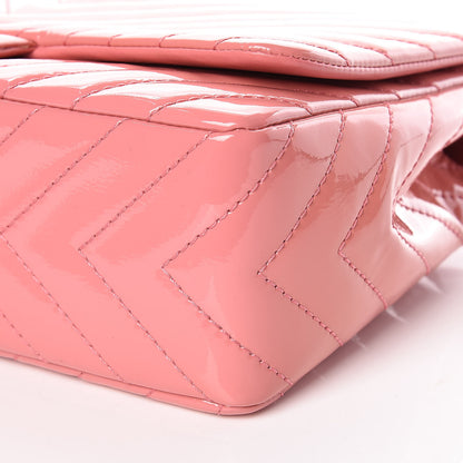 Chanel Patent Chevron Quilted Jumbo Single Flap Pink 10 of 11