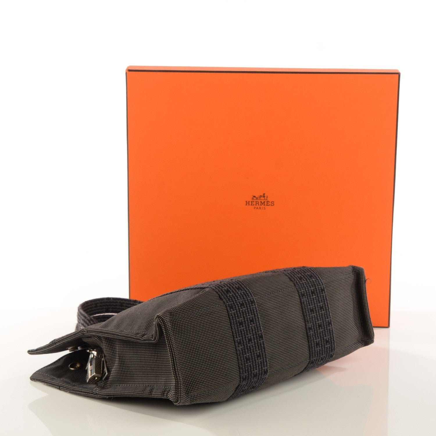 Hermes Canvas Herline PM Tote Grey 7 of 11