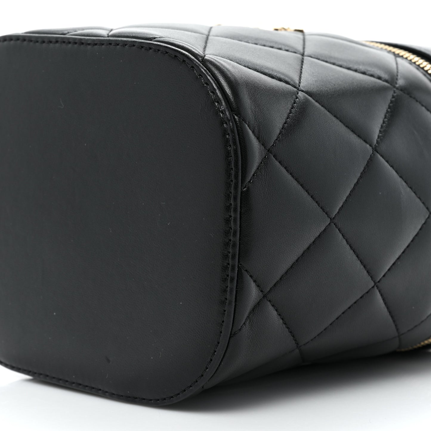 Lambskin Quilted Trendy Vanity Case Black