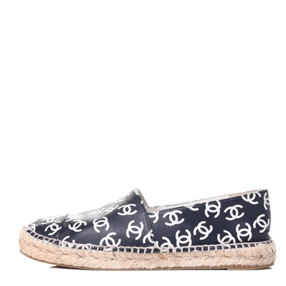 Chanel Lambskin Printed CC Espadrilles 39 Black White 1 of 11