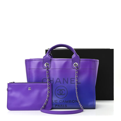 Chanel Shaded Calfskin Small Deauville Tote Purple Blue 12 of 12