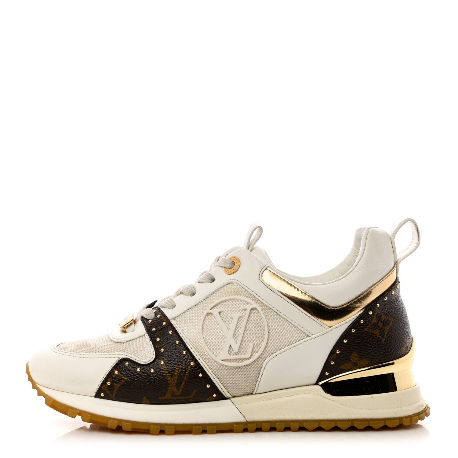 Louis Vuitton Calfskin Monogram Embellished Run Away Sneakers 36 White 1 of 11