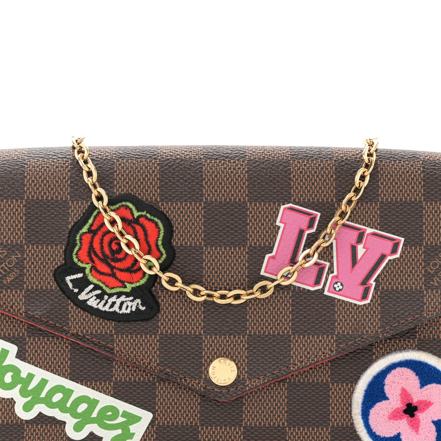 Louis Vuitton Damier Ebene My LV World Tour Pochette Felicie Chain Wallet Coquelicot 9 of 12