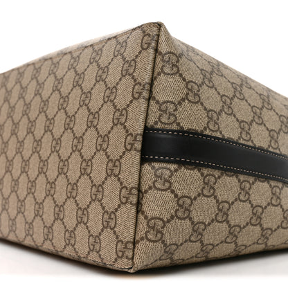 Gucci GG Supreme Monogram Medium Emblem Bucket Bag  Beige Dark Brown Black 8 of 9