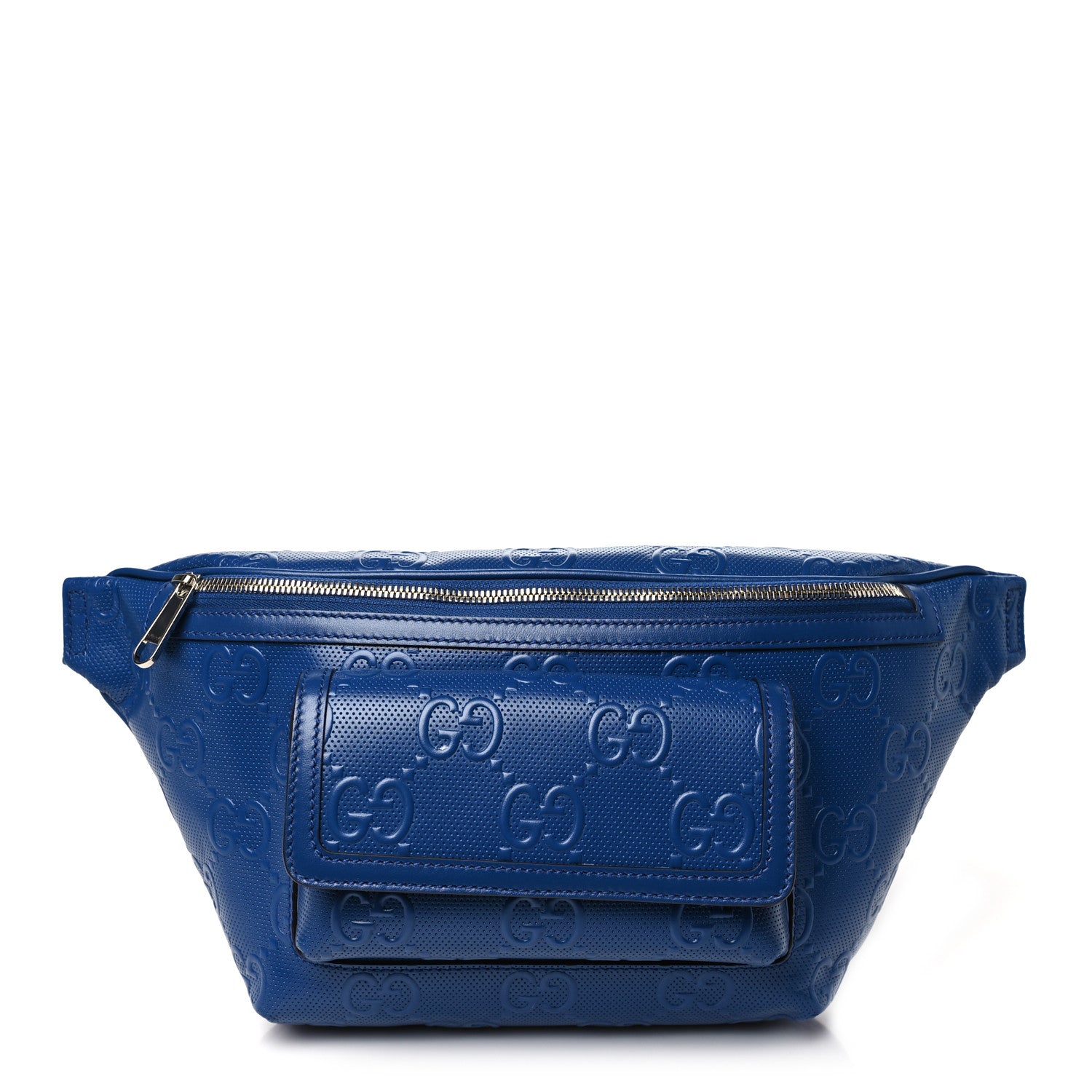 Gucci Calfskin GG Tennis Embossed Pocket Belt Bag 90 Intense Metal Blue 1 of 10