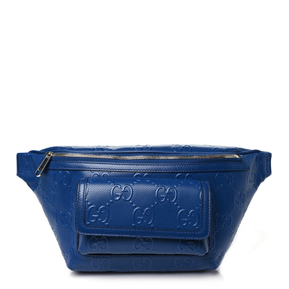 Gucci Calfskin GG Tennis Embossed Pocket Belt Bag 90 Intense Metal Blue 1 of 10