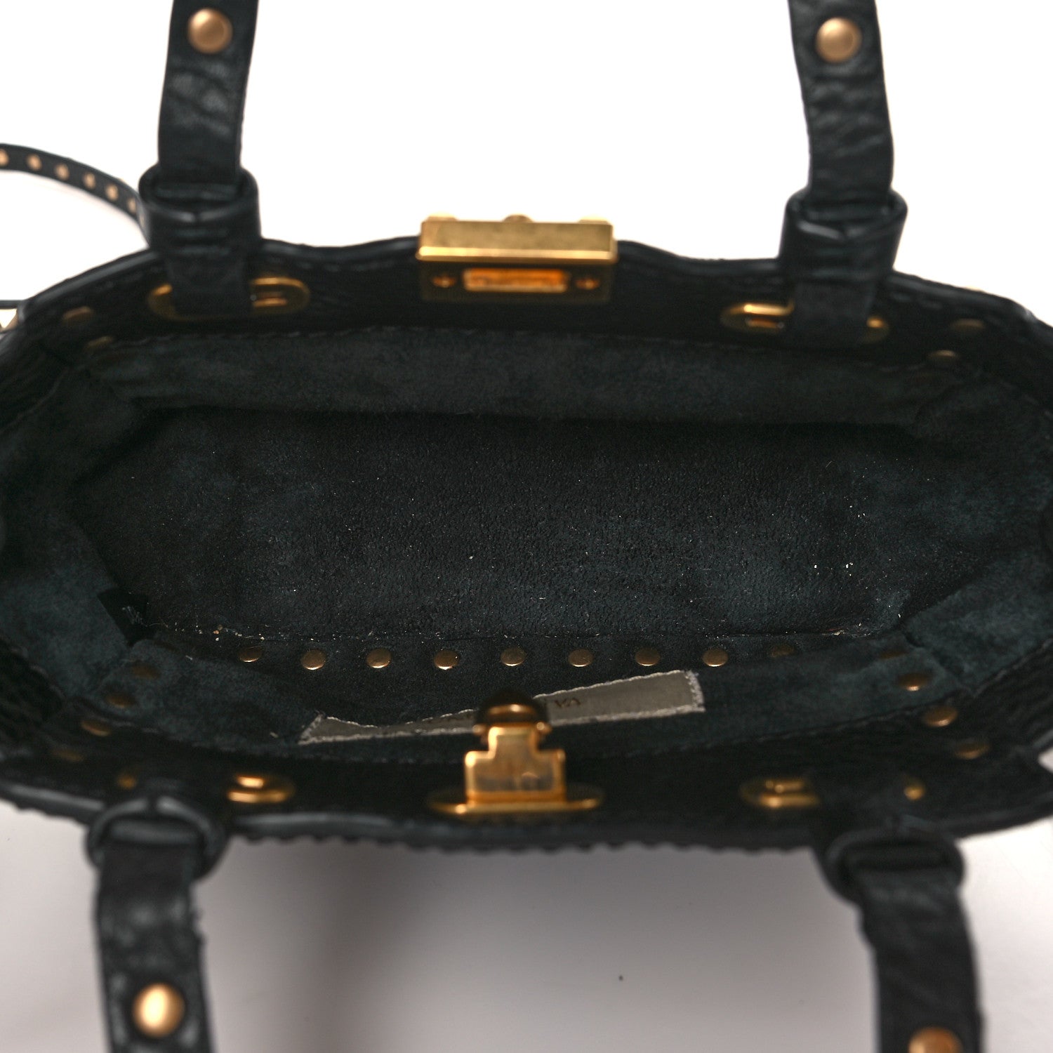 Valentino Garavani Pebbled Calfskin Mini Rockstud Rolling Tote Black 5 of 8