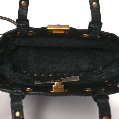 Valentino Garavani Pebbled Calfskin Mini Rockstud Rolling Tote Black 5 of 8