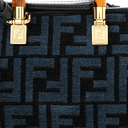 Fendi Chenille Vitello King Plexiglass FF Mini By The Way Top Handle Boston Bag Blue Black 8 of 10