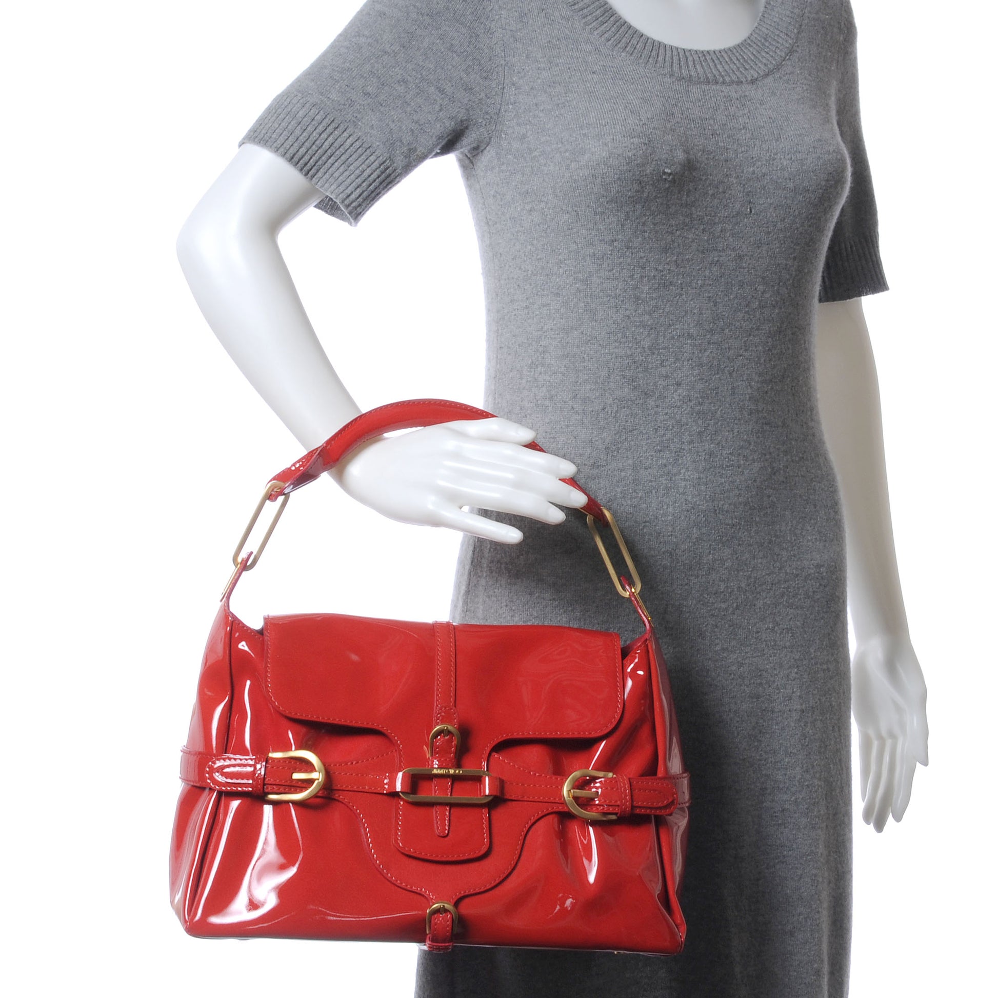 Jimmy Choo Patent Leather Torquay Flap Red 2 of 7
