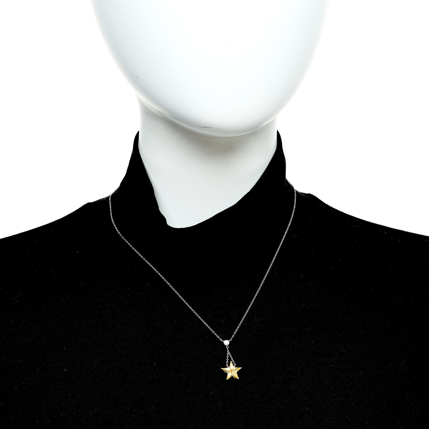 Tiffany Platinum Diamond Yellow Sapphire Star Drop Necklace 2 of 5