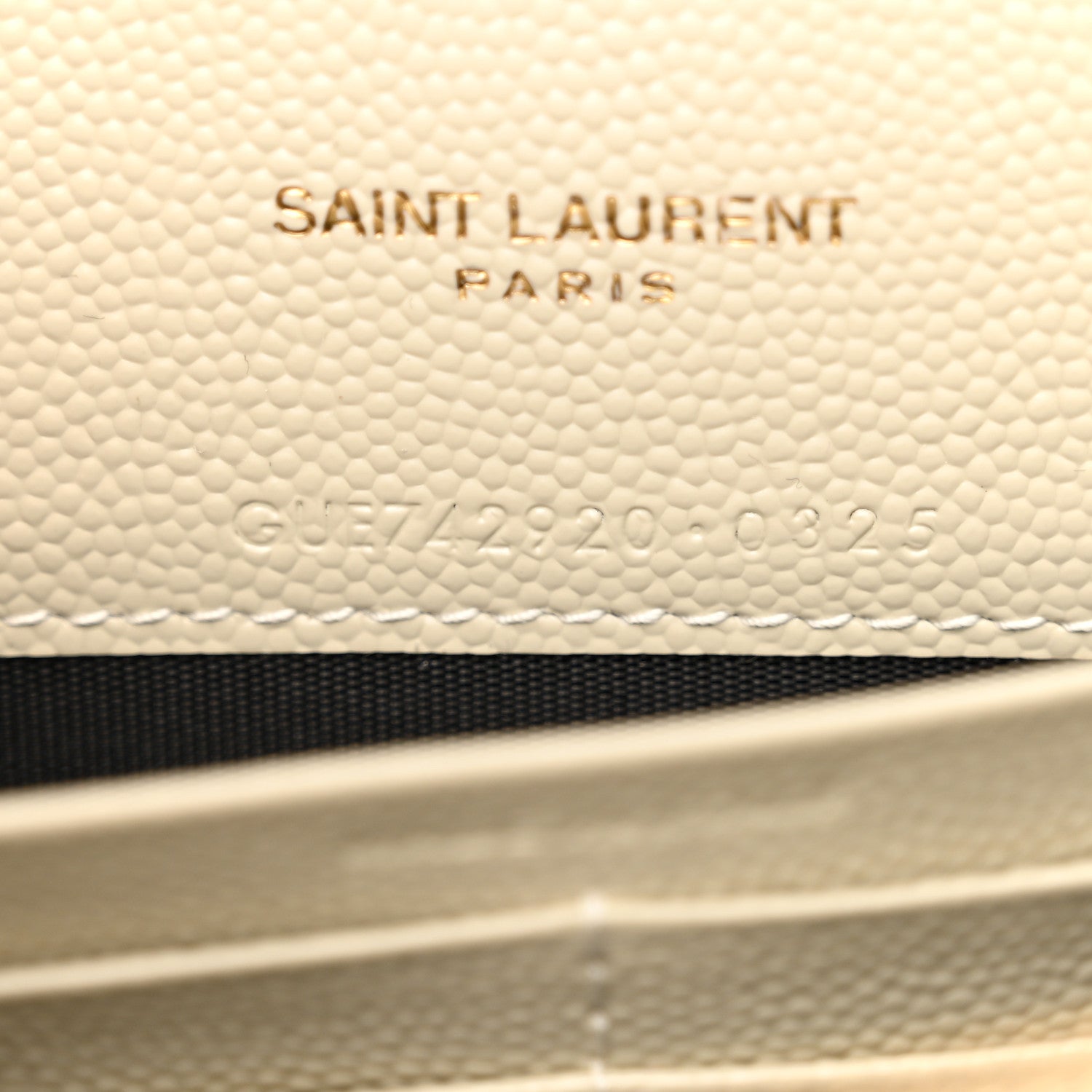 Saint Laurent Grain De Poudre Matelasse Chevron Monogram Envelope Chain Wallet Crema Soft 7 of 11