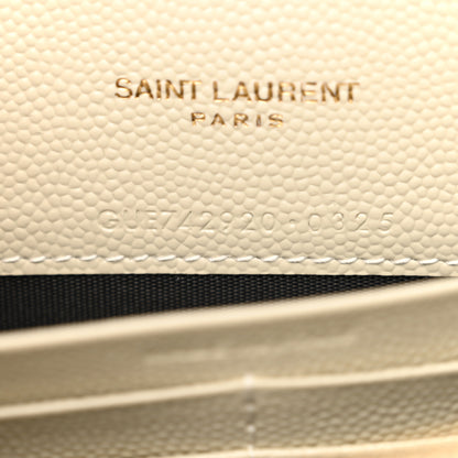 Saint Laurent Grain De Poudre Matelasse Chevron Monogram Envelope Chain Wallet Crema Soft 7 of 11