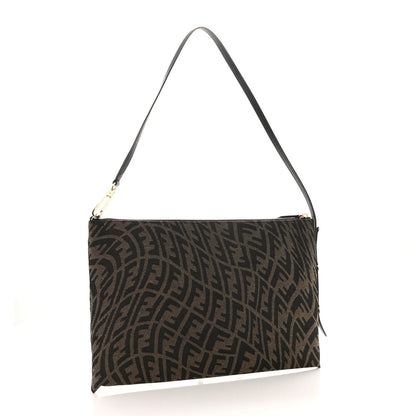 Fendi X SARAH COLEMAN Fabric Jacquard FF Vertigo Pochette Tobacco Moro Black 2 of 6