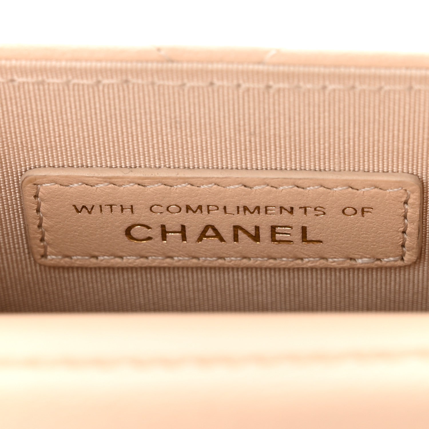Chanel Lambskin Enamel Quilted Phone Holder With Chain Beige 9 of 13