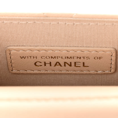 Chanel Lambskin Enamel Quilted Phone Holder With Chain Beige 9 of 13