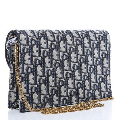 Christian Dior Oblique Saddle Chain Pouch Blue 3 of 9