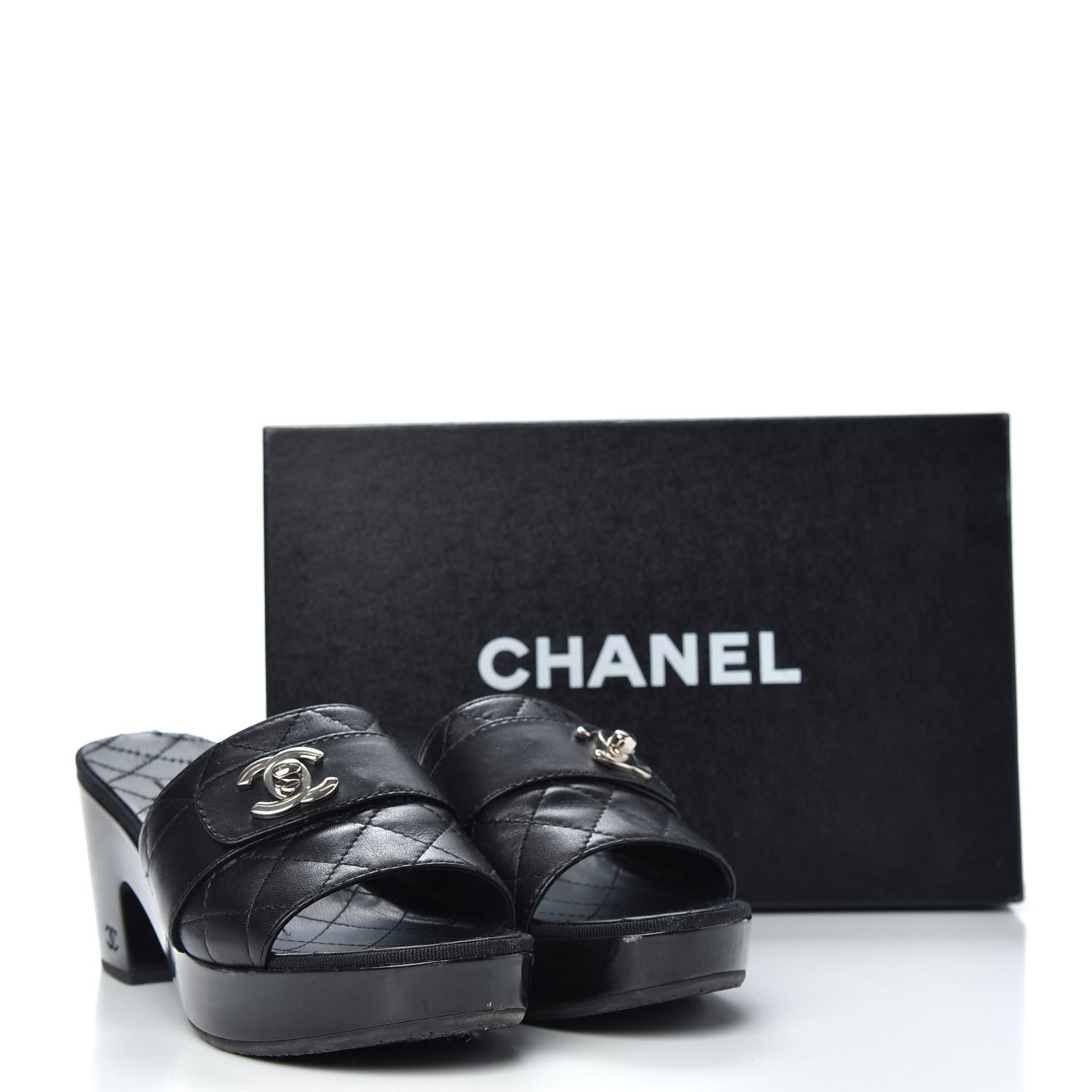 Chanel Lambskin Quilted Wooden Mules 38.5 Black 11 of 11