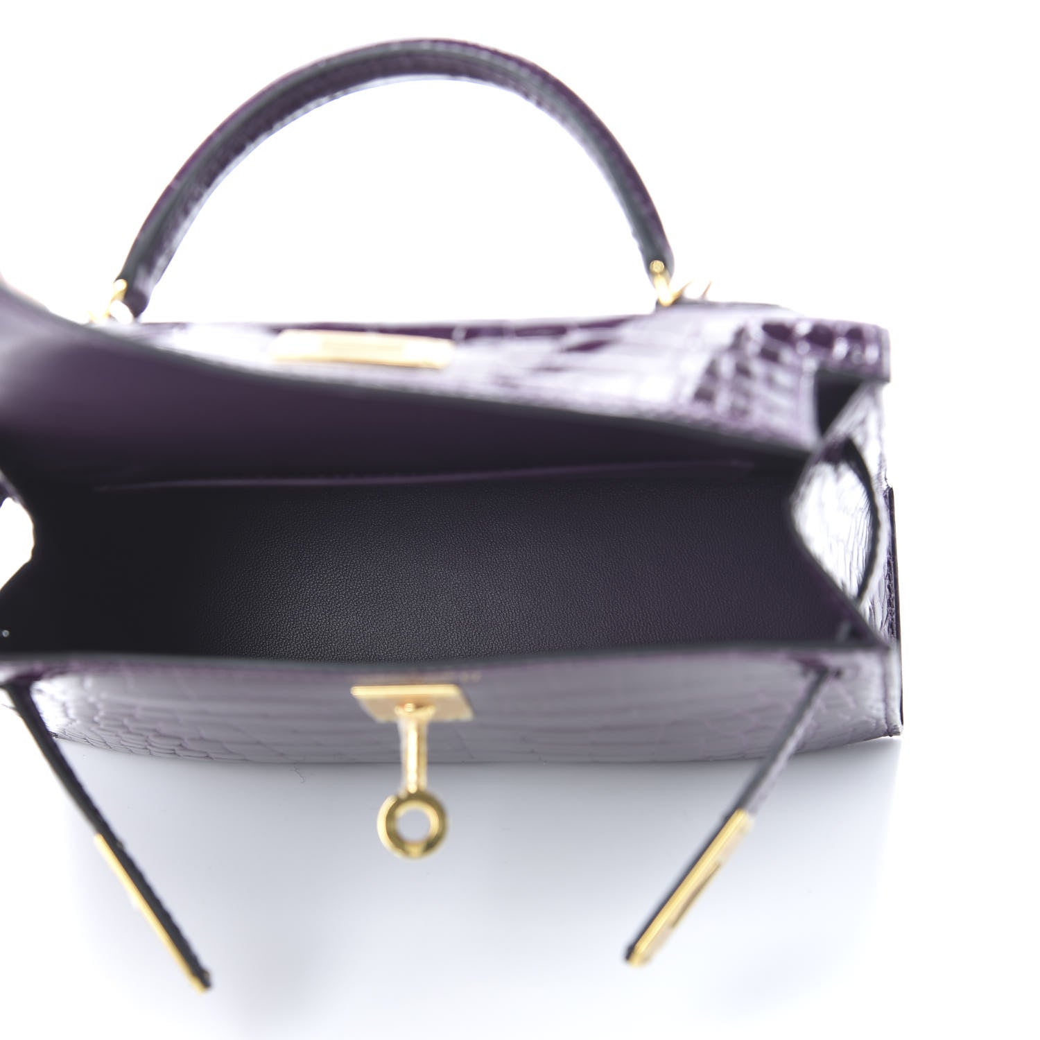 Hermes Shiny Alligator Mini Kelly Sellier 20 Cassis 14 of 31