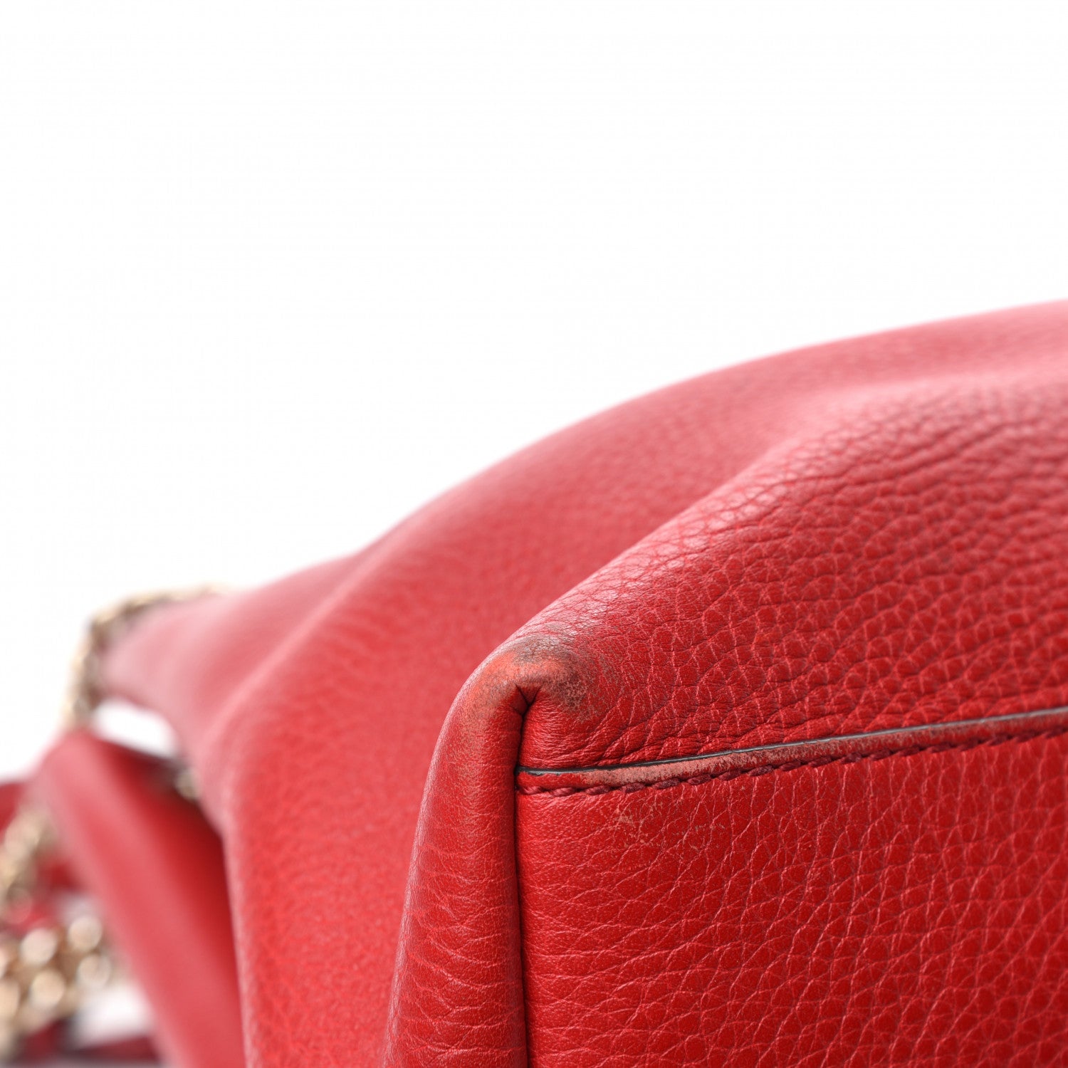 Gucci Pebbled Calfskin Medium Soho Chain Shoulder Bag Tabasco Red 10 of 25