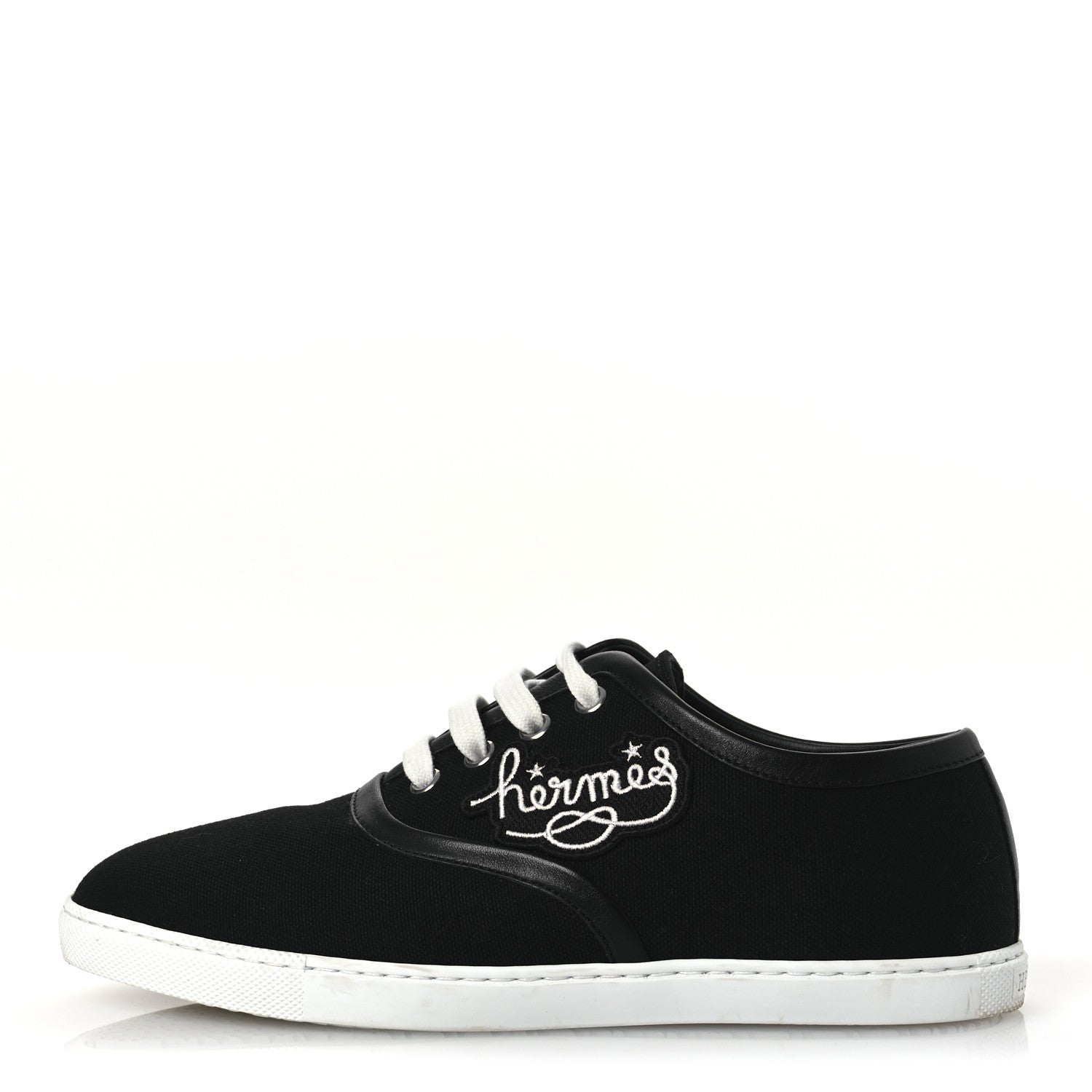 Hermes Canvas Embroidered Innocent Sneakers 38 Black 1 of 12