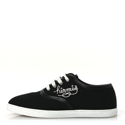 Hermes Canvas Embroidered Innocent Sneakers 38 Black 1 of 12