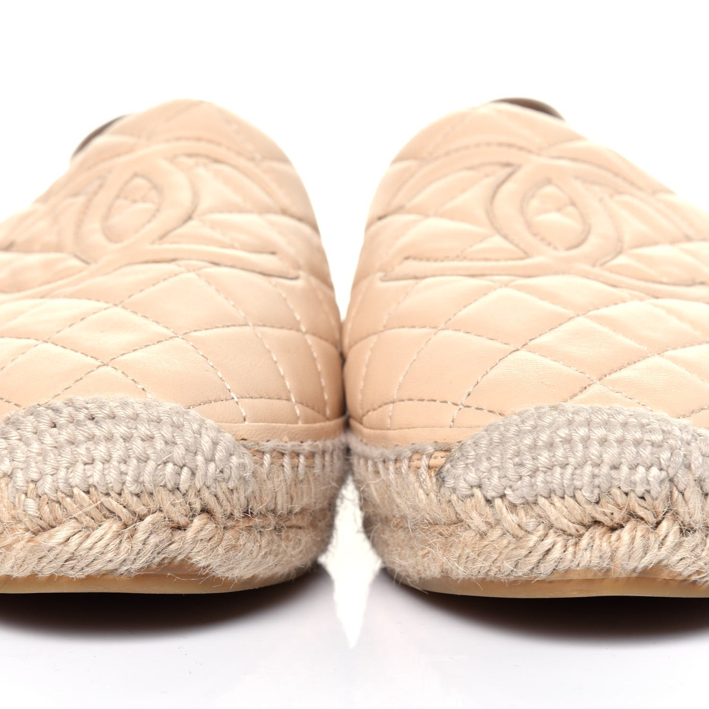 Lambskin Quilted CC Espadrilles 41 Beige