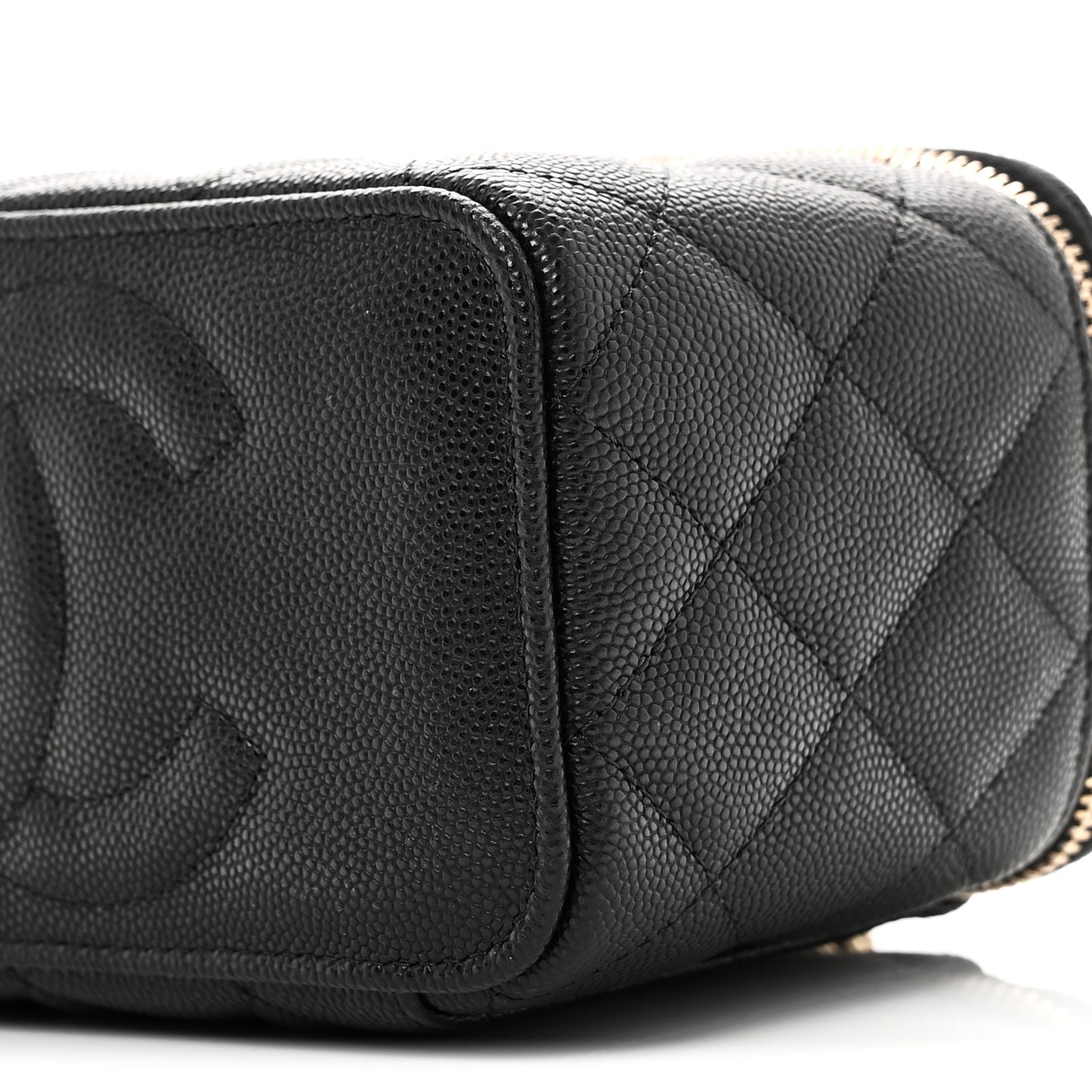 Caviar Quilted Small Vanity Case With Chain Black