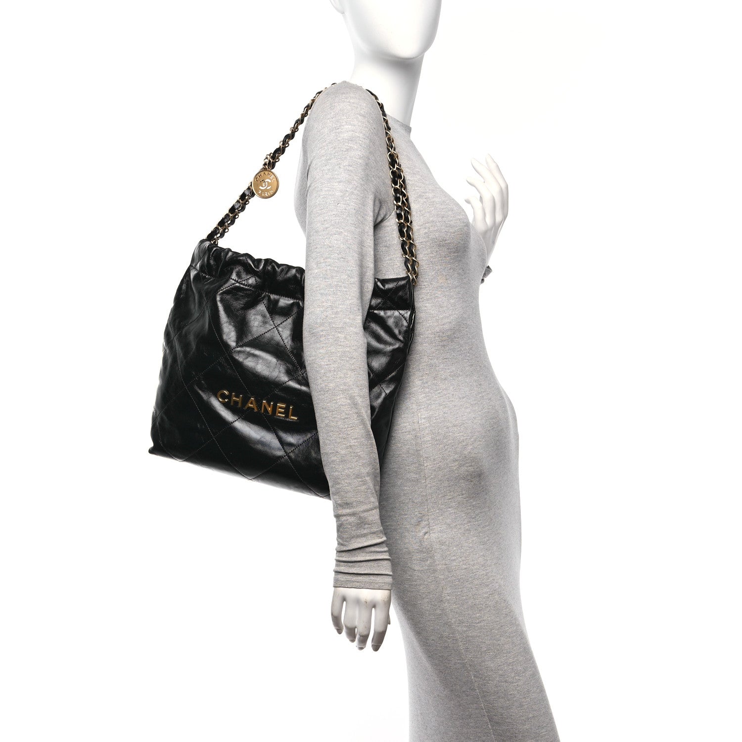 Chanel Shiny Calfskin Quilted Small Chanel 22 Black 2 of 10
