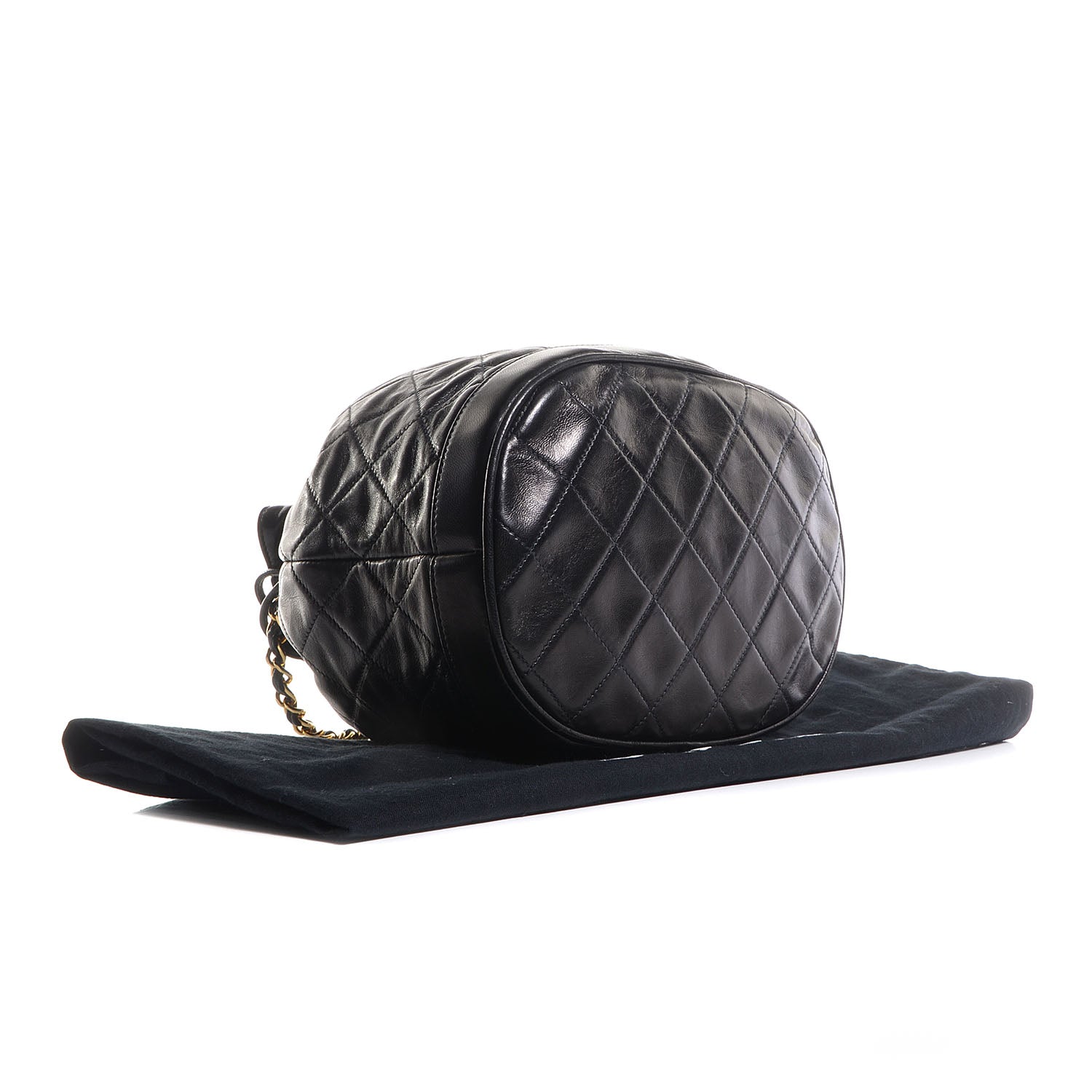 Chanel Lambskin Tassel Drawstring Pouch Bag Black 4 of 7