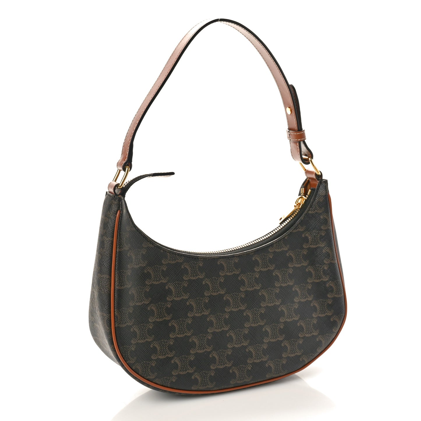 Triomphe Canvas Calfskin Ava Shoulder Bag Tan
