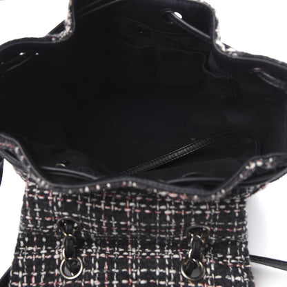 Chanel Tweed Drawstring Backpack Black White Red 4 of 9