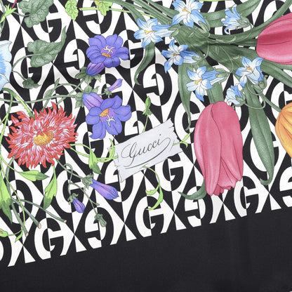 Gucci Silk Rhombus Flora Scarf Black Multicolor 2 of 4