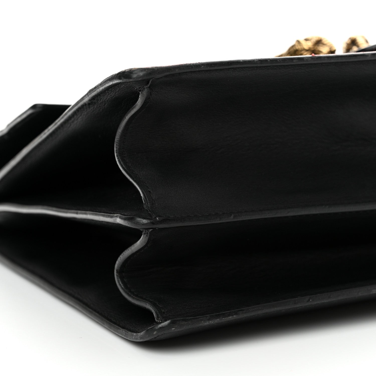 Gucci Calfskin Bamboo Web Large Dionysus Top Handle Bag Black Bright Evergreen Hibiscus Red 9 of 12