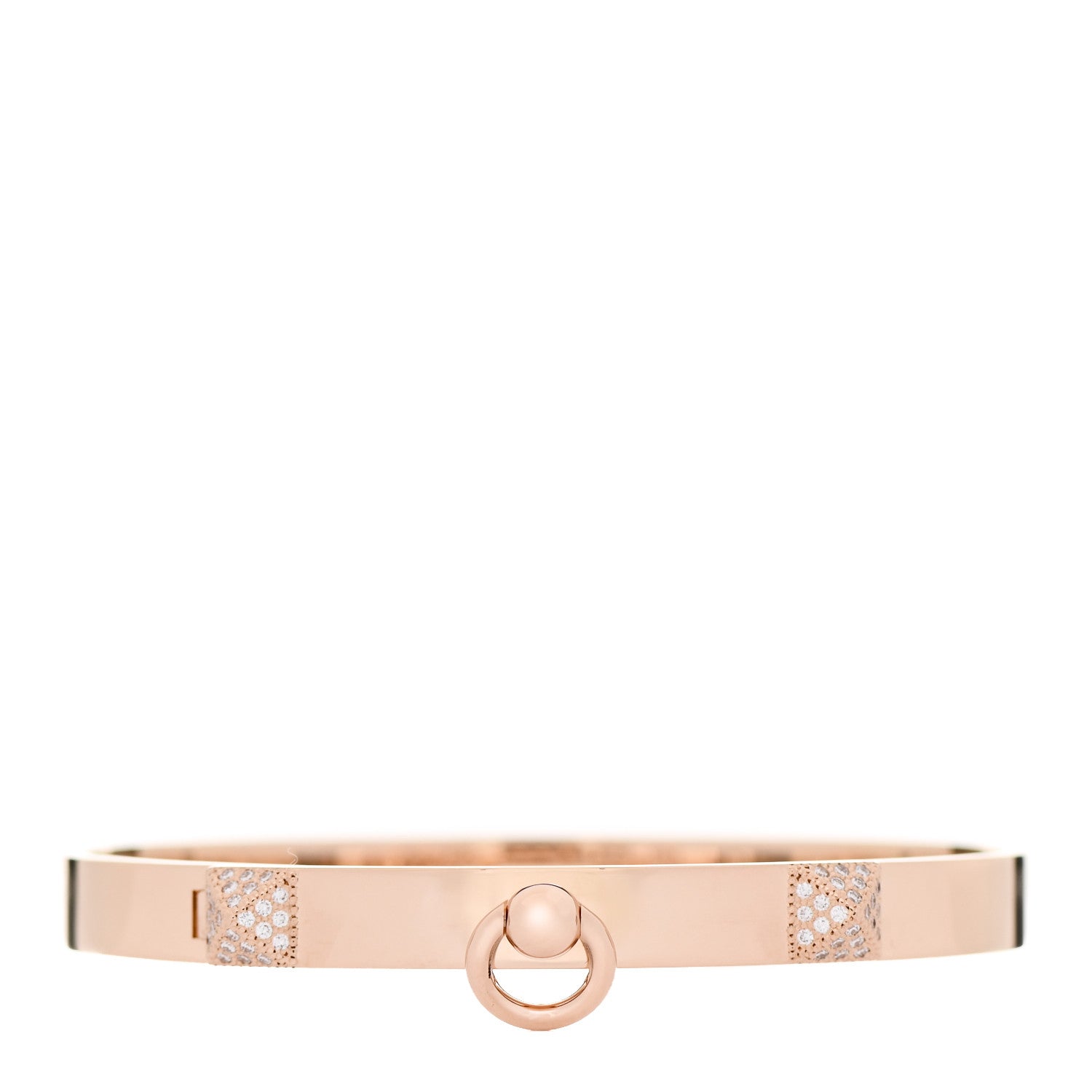 Hermes 18K Rose Gold Diamond PM Collier De Chien Bracelet SH 1 of 3