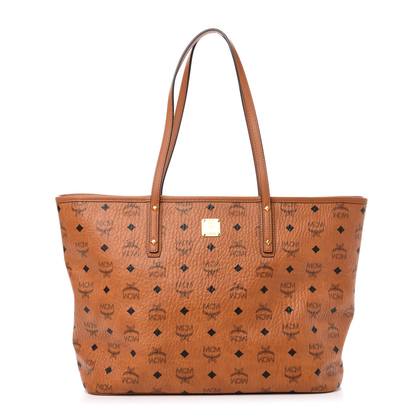 Visetos Medium Anya Top Zip Shopper Tote Cognac
