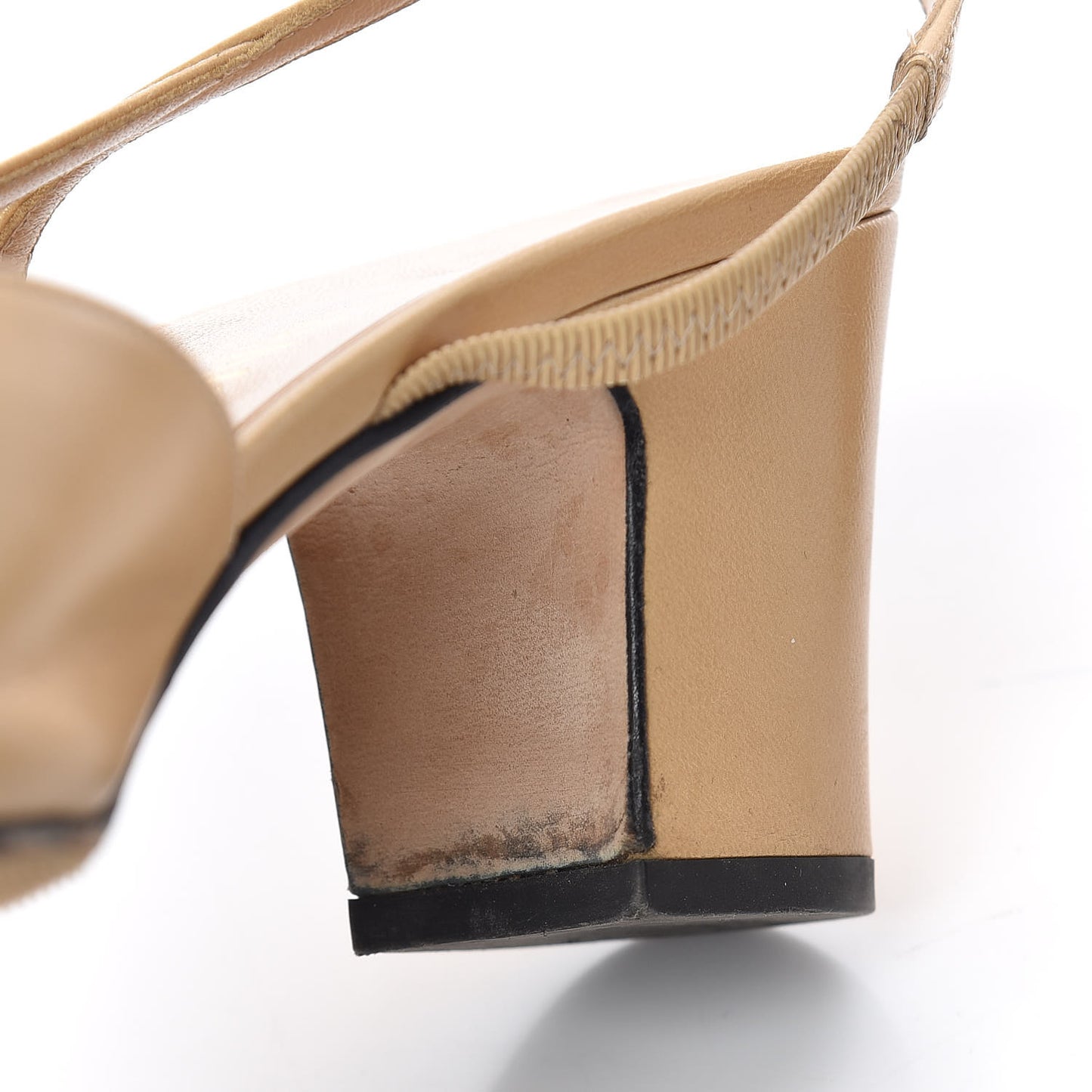 Goatskin Grosgrain Cap Toe CC Slingback Pumps 37.5 Beige Black