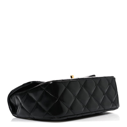 Chanel Shiny Lambskin Quilted Twisted Links Top Handle Flap Black 4 of 11