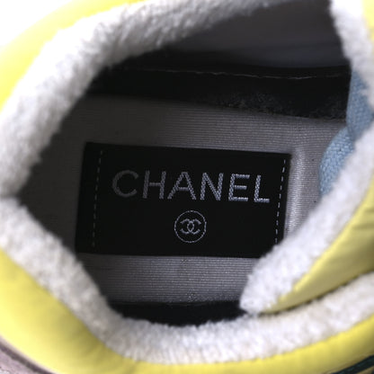 Chanel Nylon Lambskin Calfskin Suede CC Womens Sneakers 38.5 Pink Yellow Purple 9 of 15