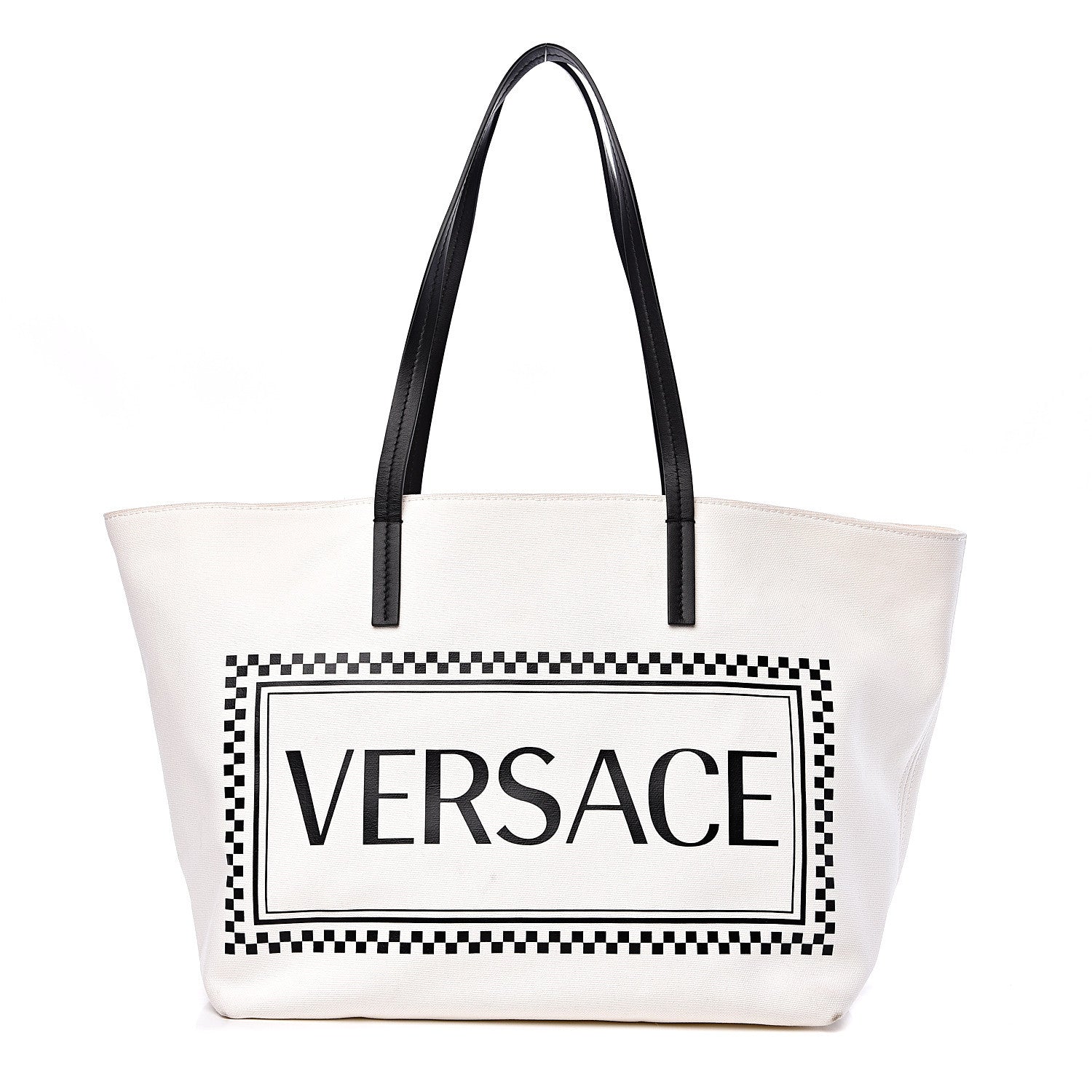 Versace Canvas Logo Tote Black White 1 of 17