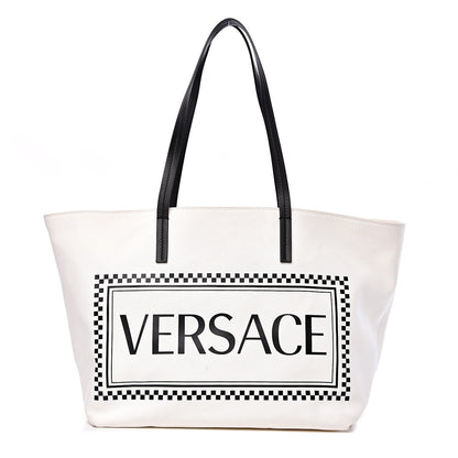 Versace Canvas Logo Tote Black White 1 of 17