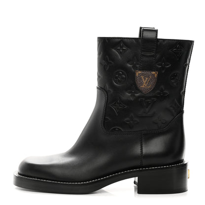 Louis Vuitton Calfskin Monogram Downtown Ankle Boots 36 Black 1 of 9