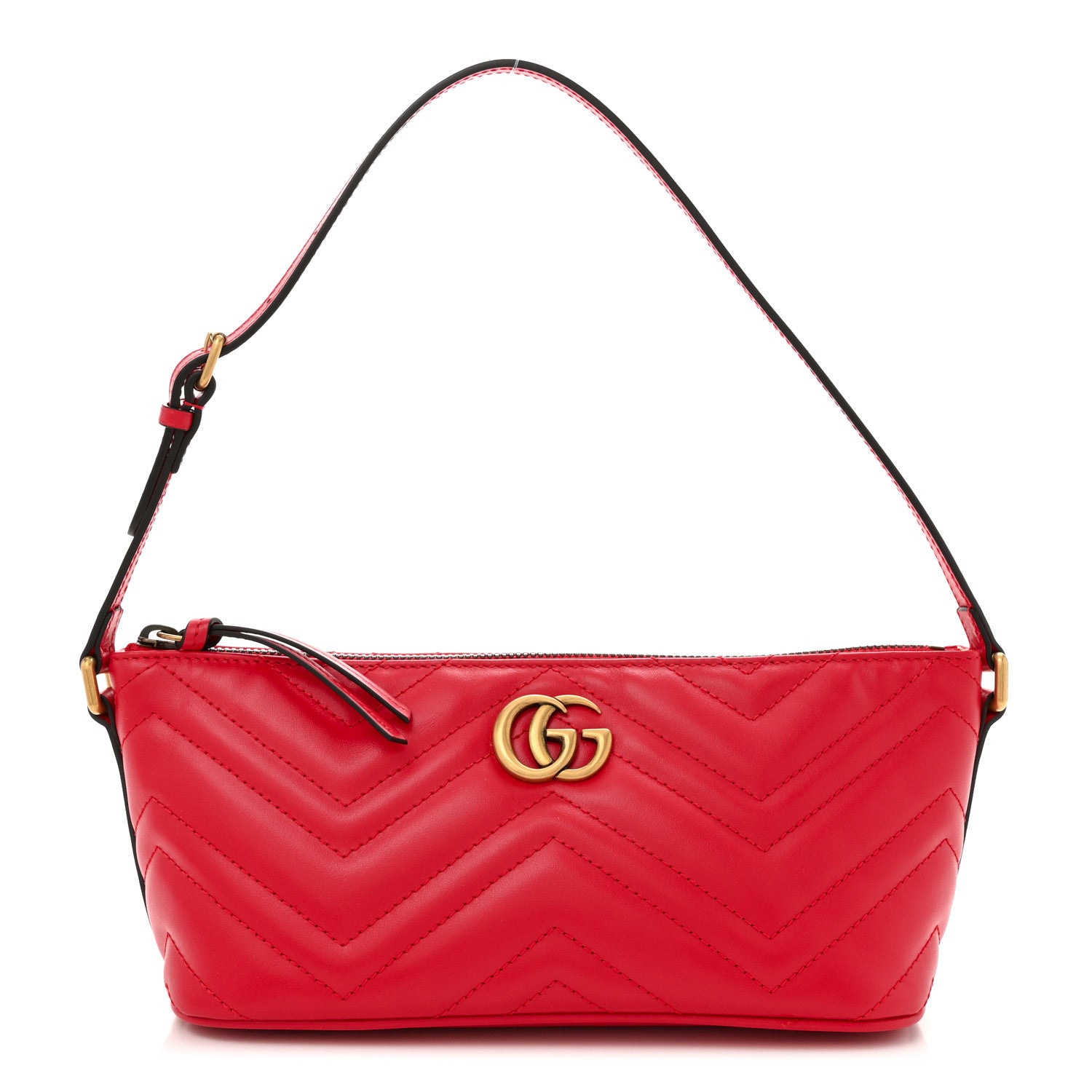 Gucci Calfskin Matelasse Chevron GG Marmont Sling Shoulder Bag Rosso 1 of 11