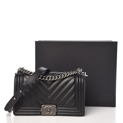 Chanel Lambskin Chevron Medium Boy Flap Black 13 of 13